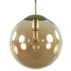 Amber glazen hanglamp 30 cm met messing en zwart>Straluma Discount