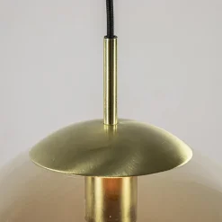 Amber glazen hanglamp 30 cm met messing en zwart></noscript>Straluma Discount