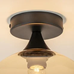 Amber glazen plafondlamp 25 cm met zwart><noscript><img width=