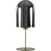 Antiek bronzen tafellamp Maverick met smoke glas groot>Straluma Discount