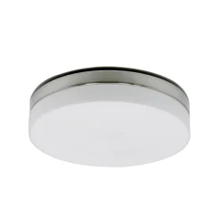 Badkamer plafonnière staal met wit glas>Straluma Outlet