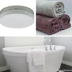 Badkamer plafonnière staal met wit glas><noscript><img width=