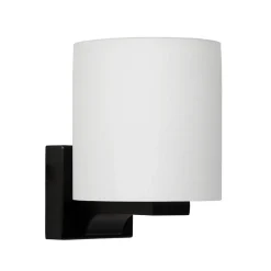 Badkamerwandlamp zwart met opaal glazen kap>Straluma Sale