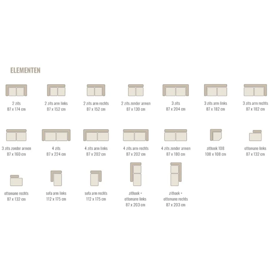 Bank Sef U-opstelling taupe>Straluma Hot