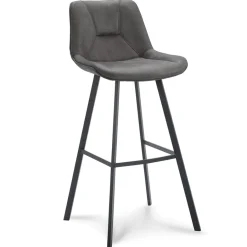 Barkruk met microleder zitting graphite en zwart metalen poot>Straluma Discount