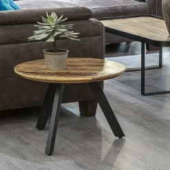 Bijzettafel rond mangohout met zwart staal 60 cm></noscript>Straluma Sale