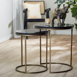 Bijzettafel Sobrina set van 2 zwart/antiek brons><noscript><img width=