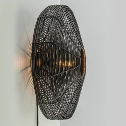 Botanische wandlamp Mataka donker bruin rotan L&L>Straluma Online