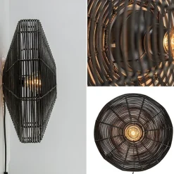 Botanische wandlamp Mataka donker bruin rotan L&L></noscript>Straluma Online