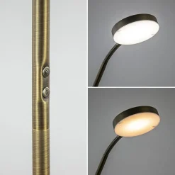 Bronzen leeslamp op accu inclusief dimbaar LED><noscript><img width=