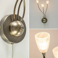 Bronzen wandlamp LED met wit glas dim to warm></noscript>Straluma Discount