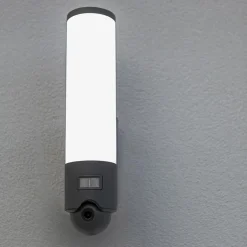 Buitenlamp cilinder donker grijs inclusief LED en camera><noscript><img width=