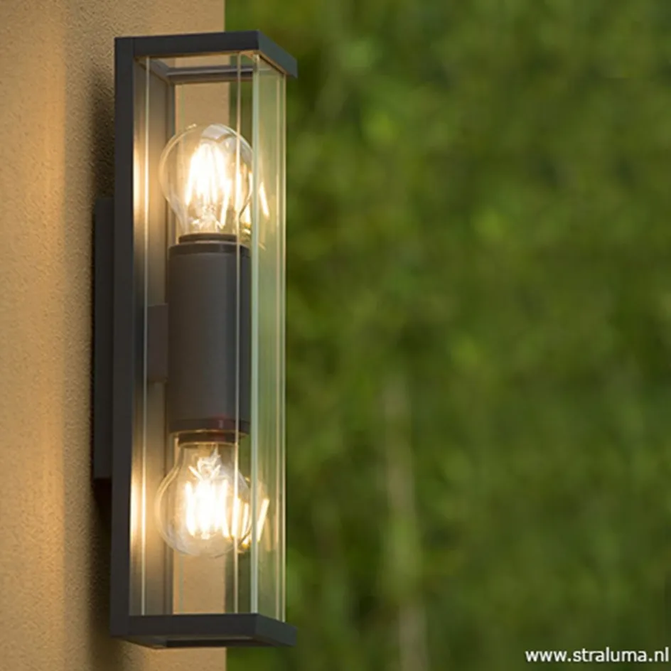 Buitenlamp 2L lantaarn antraciet IP54>Straluma Outlet