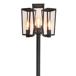 Buitenlamp lantaarn 3-lichts mat zwart met helder glas>Straluma New