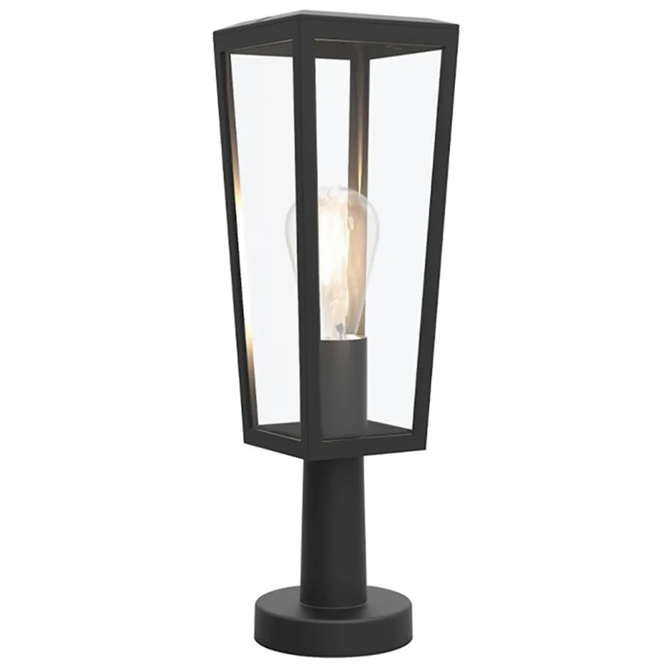 Buitenlamp lantaarn op voet zwart met helder glas>Straluma Online
