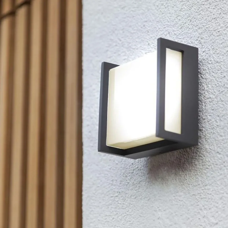 Buitenlamp LED wand vierkant donker grijs IP54>Straluma Online