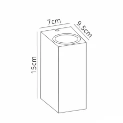 Buitenlamp rechthoek zwart up+down gu10 IP54><noscript><img width=