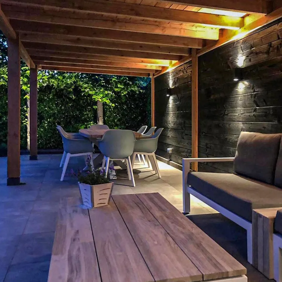 Buitenlamp rechthoek zwart up+down gu10 IP54>Straluma Online