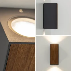 Buitenlamp up+down GU10 donker grijs/hout></noscript>Straluma Sale