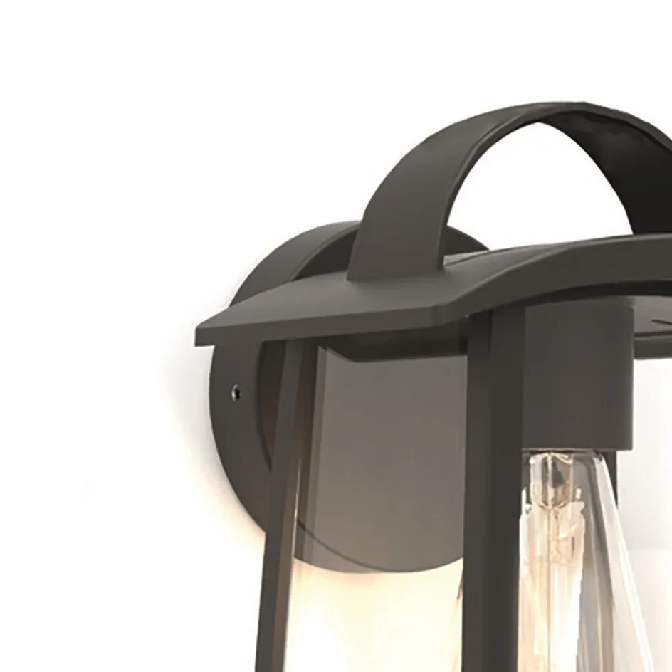 Buitenlamp wand zwart met helder glas>Straluma Online