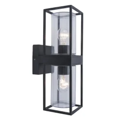 Buitenlantaarn dubbel strak zwart/helder glas>Straluma Outlet