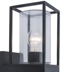 Buitenlantaarn dubbel strak zwart/helder glas>Straluma Outlet