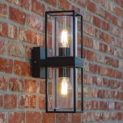 Buitenlantaarn dubbel strak zwart/helder glas></noscript>Straluma Outlet