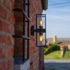 Buitenlantaarn dubbel strak zwart/helder glas></noscript>Straluma Outlet