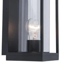 Buitenlantaarn rechthoek zwart/helder glas  IP44>Straluma Outlet