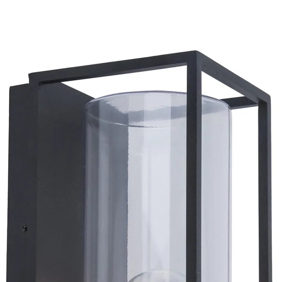 Buitenlantaarn rechthoek zwart/helder glas IP44>Straluma Outlet