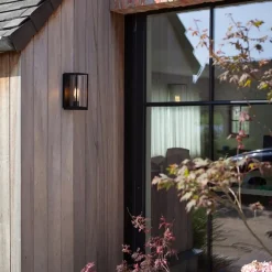 Buitenlantaarn rechthoek zwart/helder glas IP44><noscript><img width=