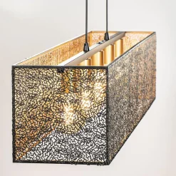 Chique hanglamp langwerpige balk 5-lichts zwart/goud><noscript><img width=