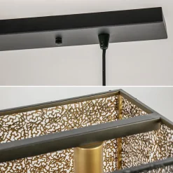 Chique hanglamp langwerpige balk 5-lichts zwart/goud><noscript><img width=