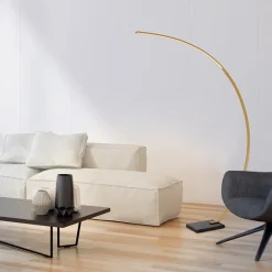 Chique LED vloerlamp goud met zwart marmer><noscript><img width=