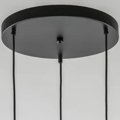 Chique 3-lichts hanglamp rond zwart-goud + opaal glas></noscript>Straluma Hot