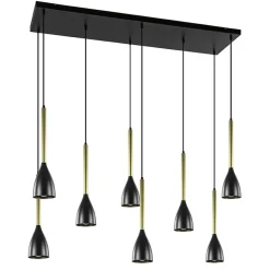 Chique 8-lichts hanglamp zwart met goud>Straluma Outlet
