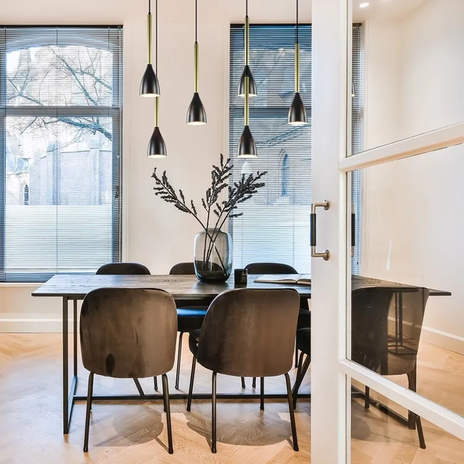 Chique 8-lichts hanglamp zwart met goud>Straluma Outlet