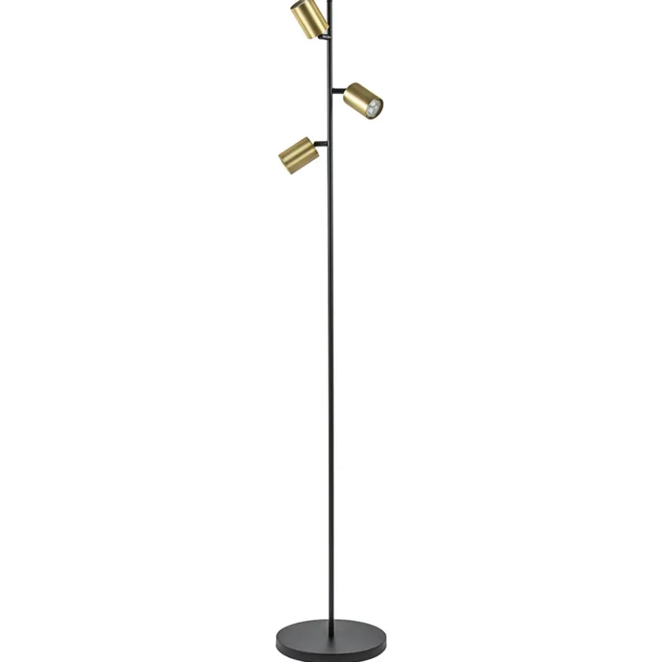 Chique staande lamp mat zwart met gouden spots>Straluma Best