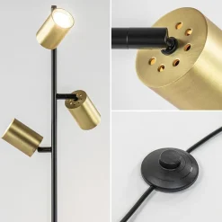 Chique staande lamp mat zwart met gouden spots><noscript><img width=