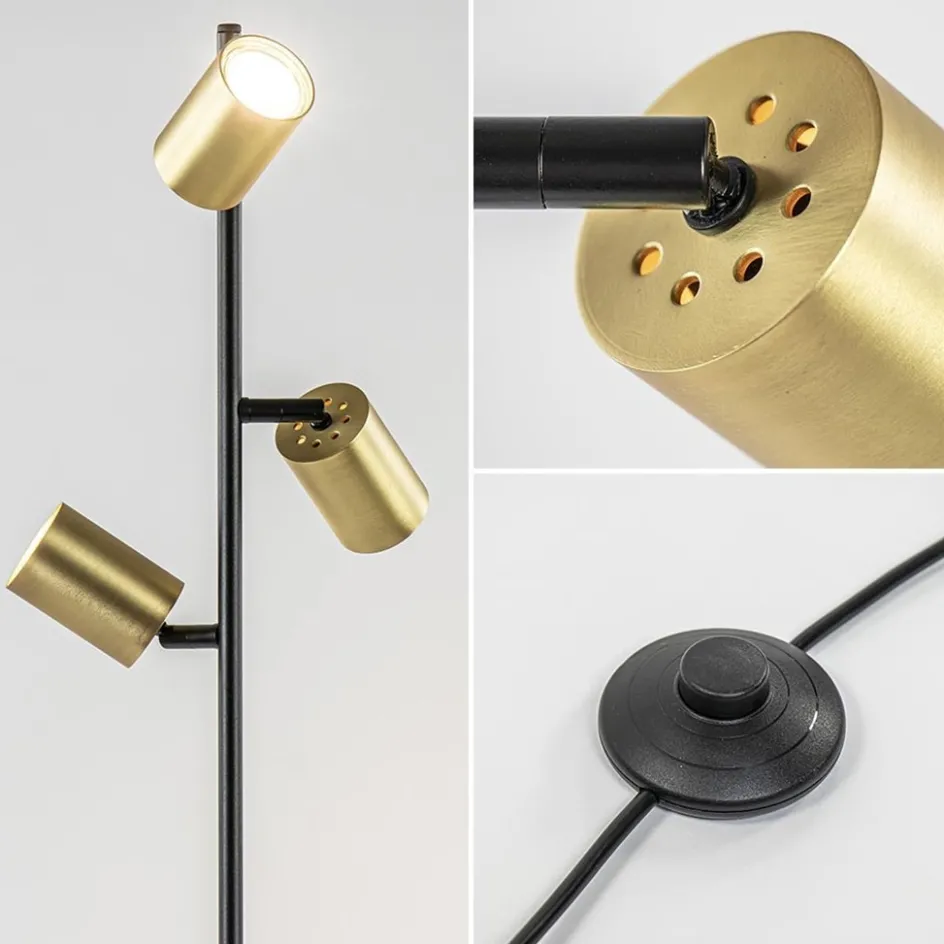 Chique staande lamp mat zwart met gouden spots>Straluma Best