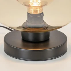 Chique tafellamp amber glazen bol 30 cm><noscript><img width=