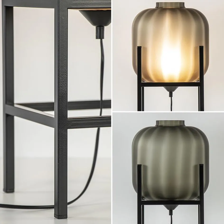 Chique tafellamp frame met mat zwart glas>Straluma