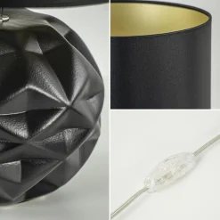 Chique tafellamp zwart met kap zwart/goud><noscript><img width=