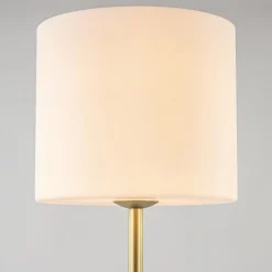 Chique vloerlamp mat goud met mat witte glazen kap></noscript>Straluma New