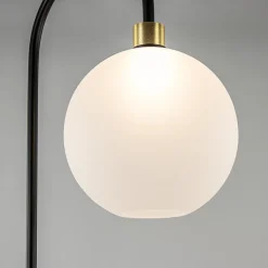 Chique vloerlamp zwart/goud met opaal glas></noscript>Straluma Outlet