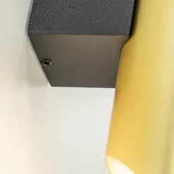 Chique wandlamp solid brass met zwart up+down><noscript><img width=