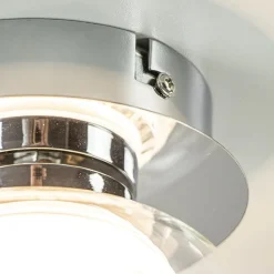 Chromen plafondlamp met helder glas incl. LED><noscript><img width=