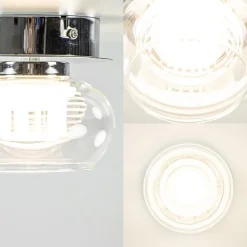 Chromen plafondlamp met helder glas incl. LED><noscript><img width=