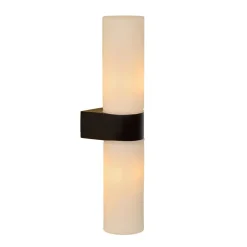 Cilinder badkamerlamp zwart met opaal glas IP44>Straluma New