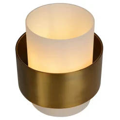 Cilinder tafellamp mat goud mat opaal glas><noscript><img width=